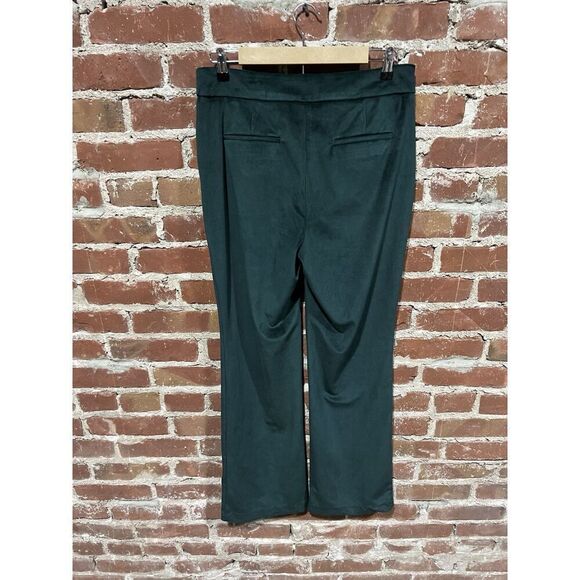Anthropologie Maison d Amelie Womens Pants 6 Leg Green Velvet Gold Button - Picture 2 of 3